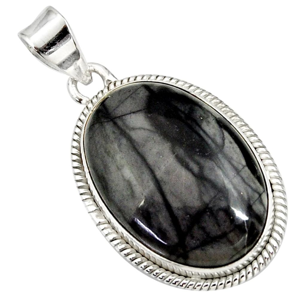  black picasso jasper 925 sterling silver pendant jewelry d41382