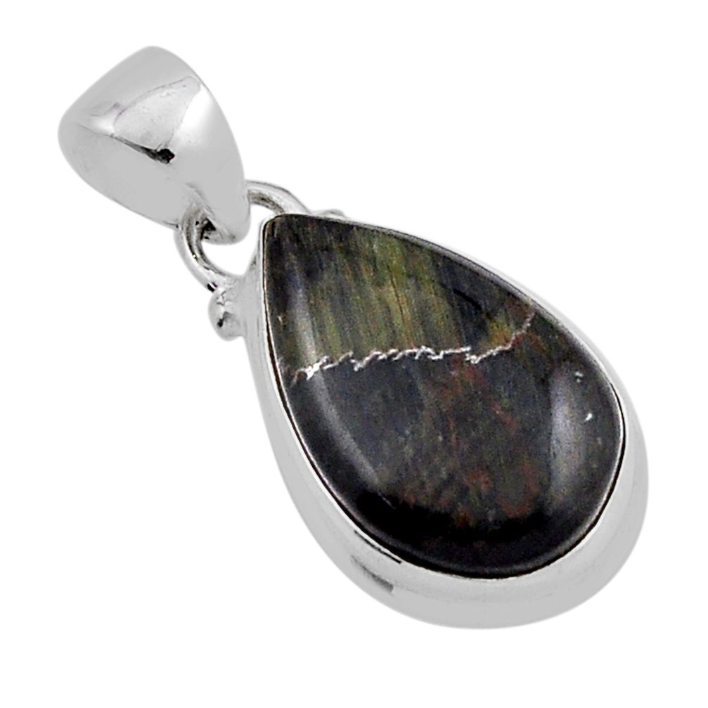 7.30cts natural black picasso jasper 925 sterling silver pendant jewelry n19187
