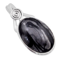 17.95cts natural black picasso jasper 925 sterling silver pendant jewelry n23495