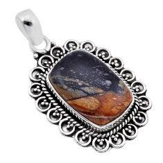 12.41cts natural black picasso jasper 925 sterling silver pendant jewelry n51541