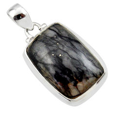16.05cts natural black picasso jasper 925 sterling silver pendant jewelry r46533