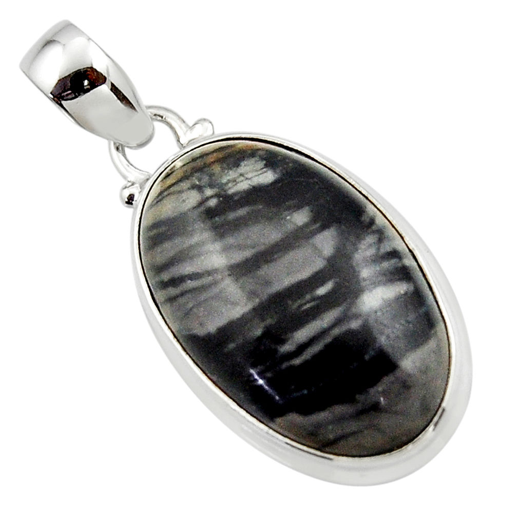 15.45cts natural black picasso jasper 925 sterling silver pendant jewelry r46537