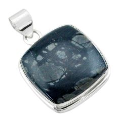 21.72cts natural black picasso jasper 925 sterling silver pendant jewelry t53654