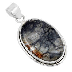 16.87cts natural black picasso jasper 925 sterling silver pendant jewelry y44152