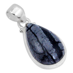 11.23cts natural black picasso jasper 925 sterling silver pendant jewelry y5124