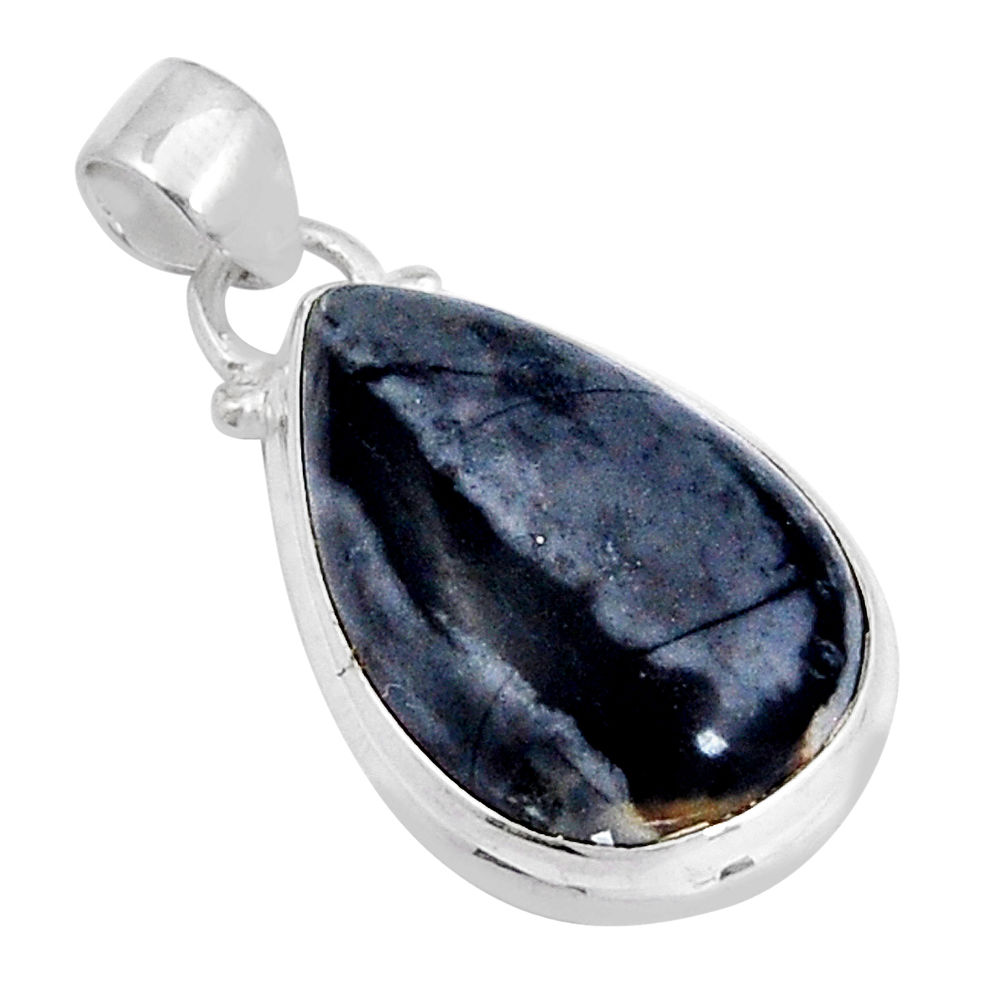 13.56cts natural black picasso jasper 925 sterling silver pendant jewelry y5126