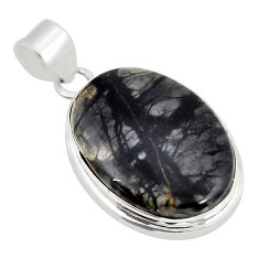 17.95cts natural black picasso jasper 925 sterling silver pendant jewelry y55551