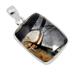 15.82cts natural black picasso jasper 925 sterling silver pendant jewelry y77356