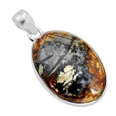 13.51cts natural black picasso jasper 925 sterling silver pendant jewelry y77557