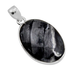 14.14cts natural black picasso jasper 925 sterling silver pendant jewelry y77747