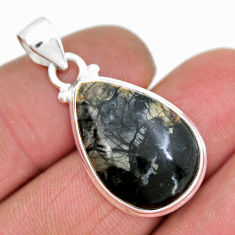 13.46cts natural black picasso jasper 925 sterling silver pendant jewelry y9329