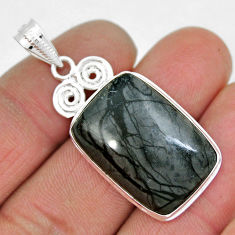 18.79cts natural black picasso jasper 925 sterling silver pendant jewelry y9339