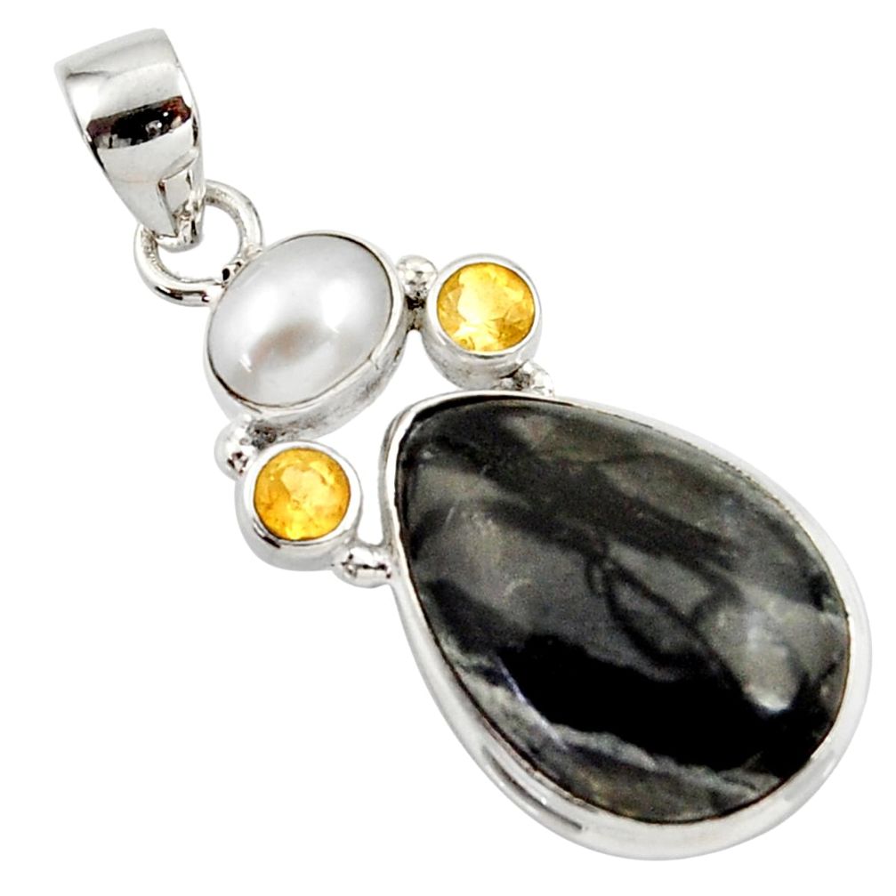 asper citrine pearl 925 silver pendant d45313