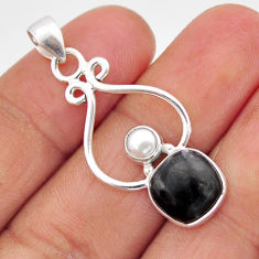 5.84cts natural black picasso jasper pearl 925 sterling silver pendant y61181