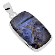 15.02cts natural black pietersite (african) 925 sterling silver pendant n31006