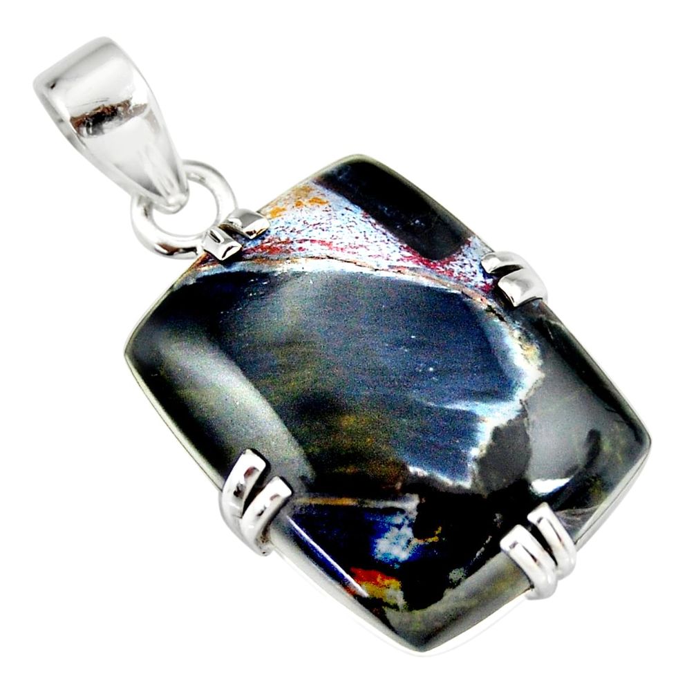 17.50cts natural black pietersite (african) 925 sterling silver pendant r20058