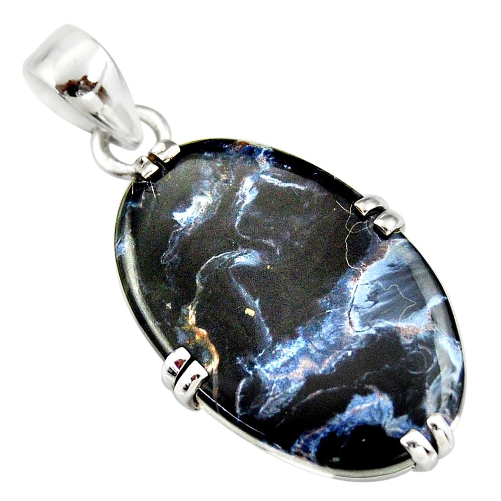 15.85cts natural black pietersite (african) 925 sterling silver pendant r20060