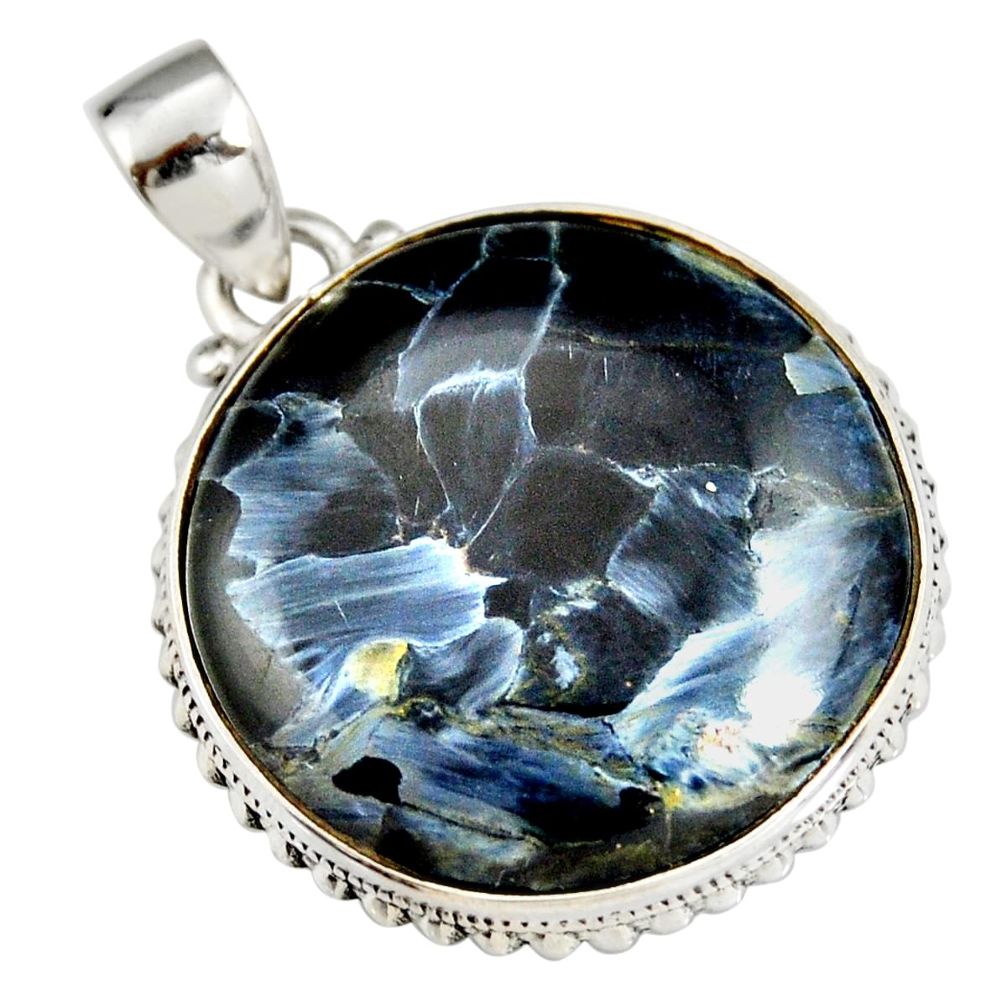 24.00cts natural black pietersite (african) 925 sterling silver pendant r20061