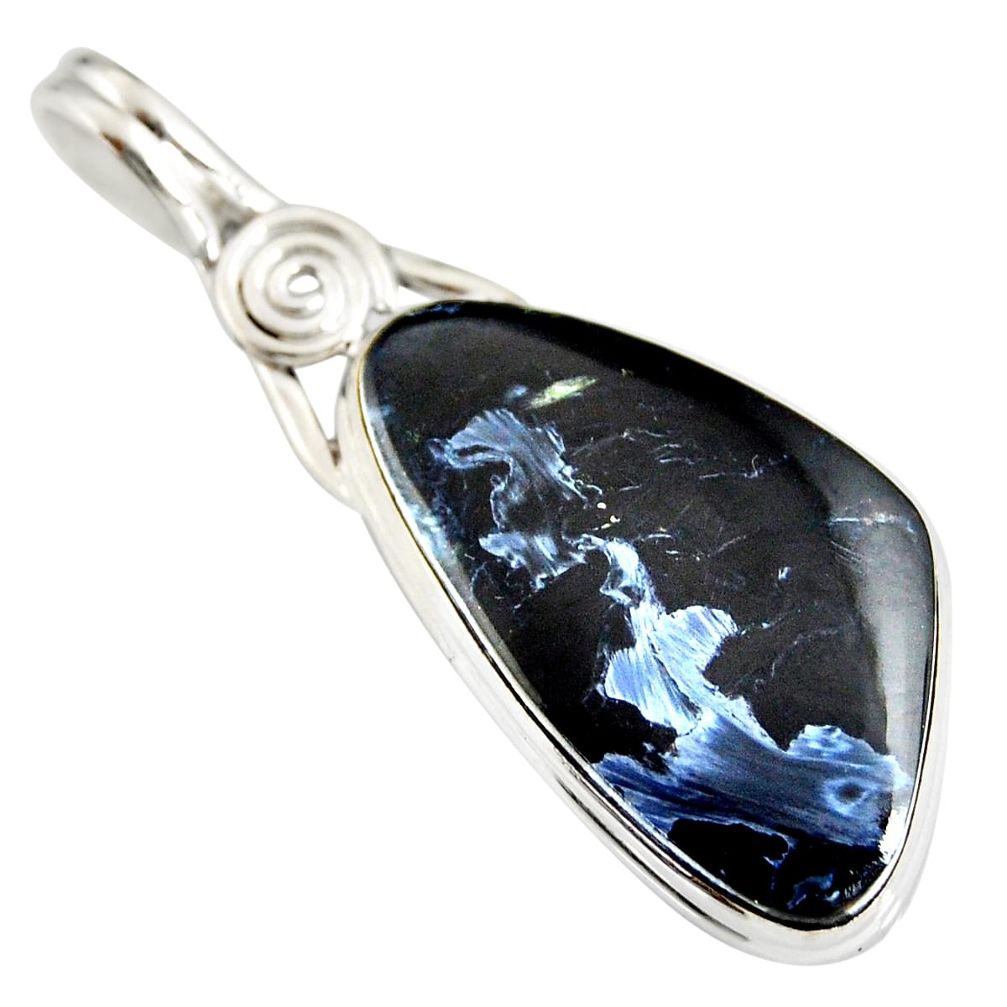 19.23cts natural black pietersite (african) 925 sterling silver pendant r20062
