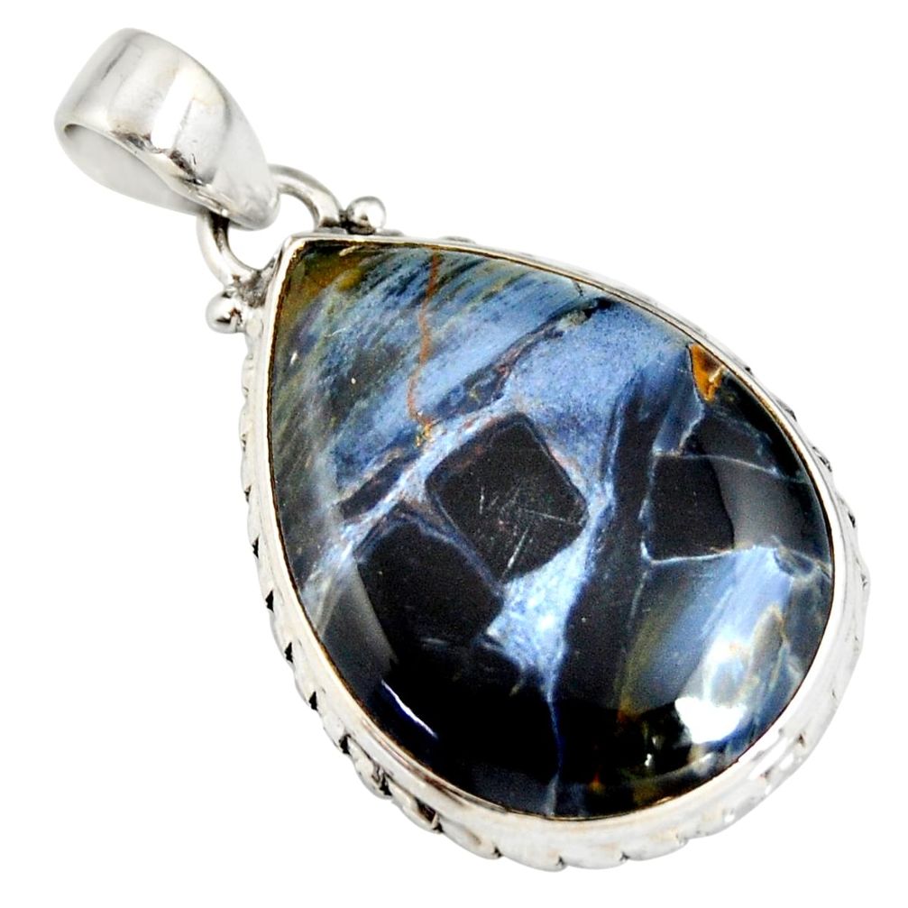 18.15cts natural black pietersite (african) 925 sterling silver pendant r20067