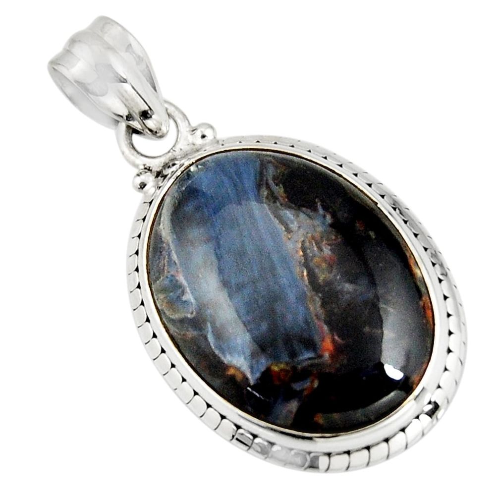 19.23cts natural black pietersite (african) 925 sterling silver pendant r20833