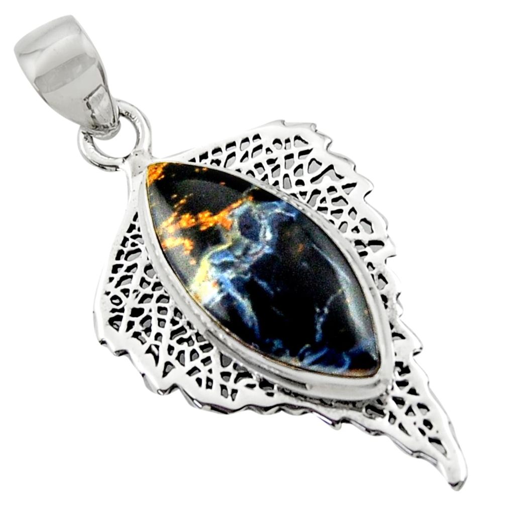 14.90cts natural black pietersite (african) 925 sterling silver pendant r39154