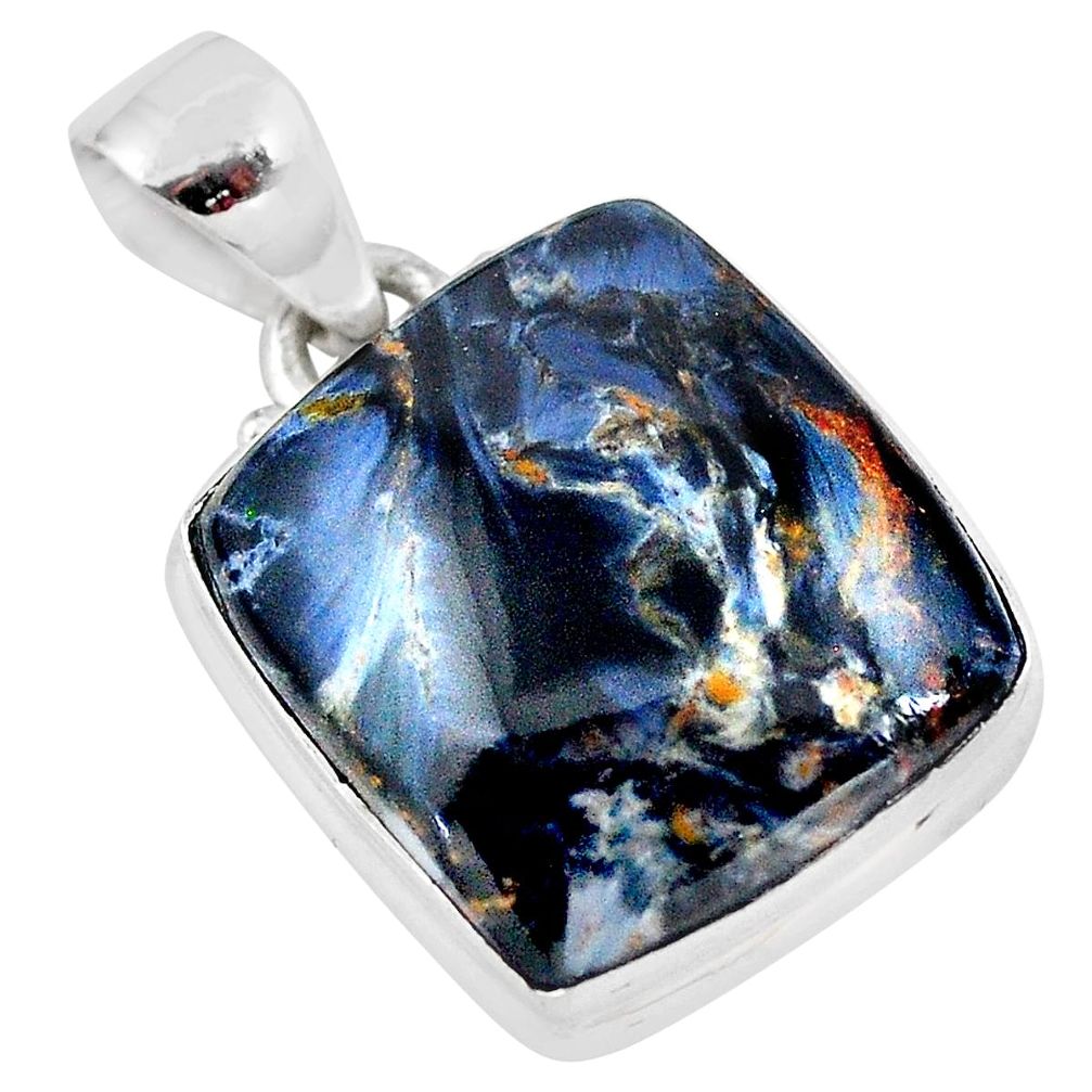 14.65cts natural black pietersite (african) 925 sterling silver pendant t28597