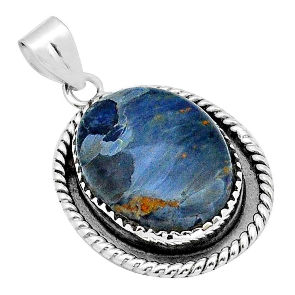 16.24cts natural black pietersite (african) 925 sterling silver pendant u90002