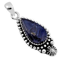 6.29cts natural black pietersite (african) pear sterling silver pendant n38198