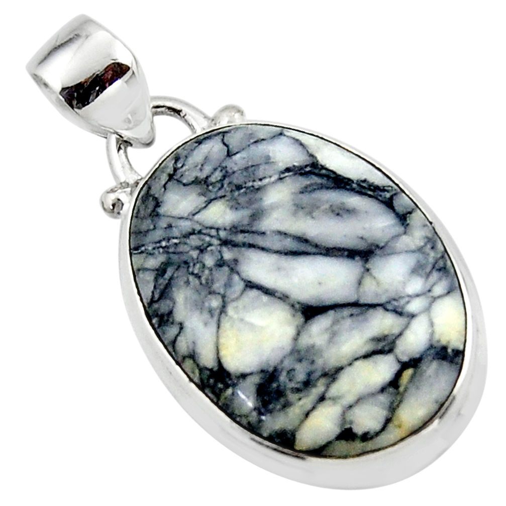 13.60cts natural black pinolith 925 sterling silver pendant jewelry r46461