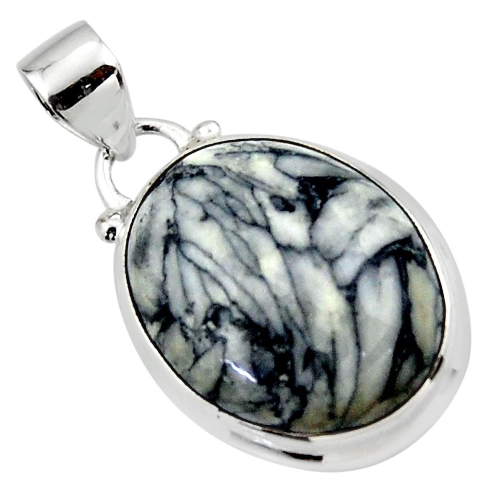 14.90cts natural black pinolith 925 sterling silver pendant jewelry r46463