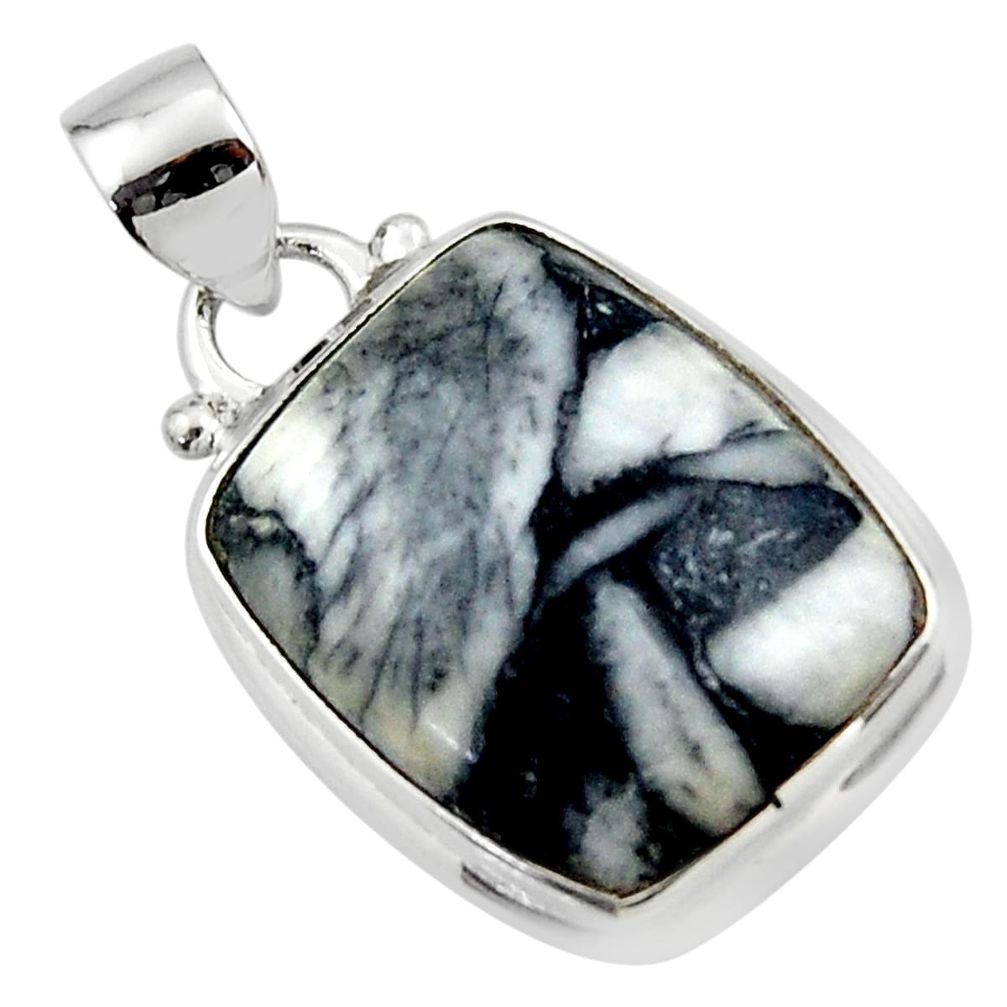 14.65cts natural black pinolith 925 sterling silver pendant jewelry r46465
