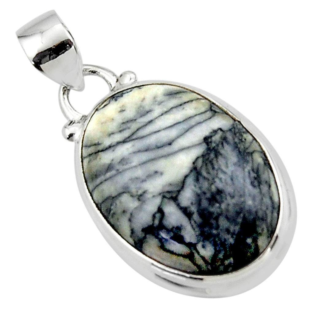 14.57cts natural black pinolith 925 sterling silver pendant jewelry r46466