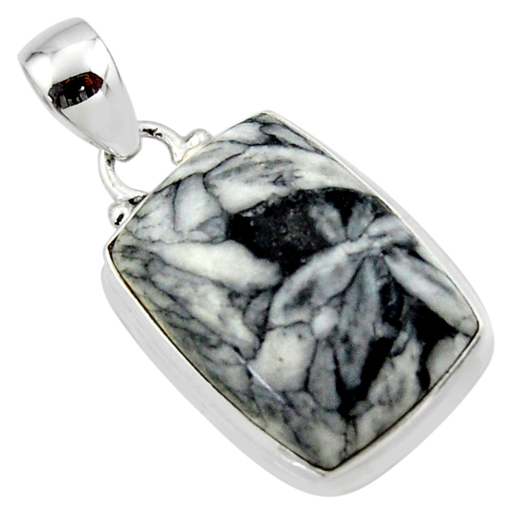 16.32cts natural black pinolith 925 sterling silver pendant jewelry r46468