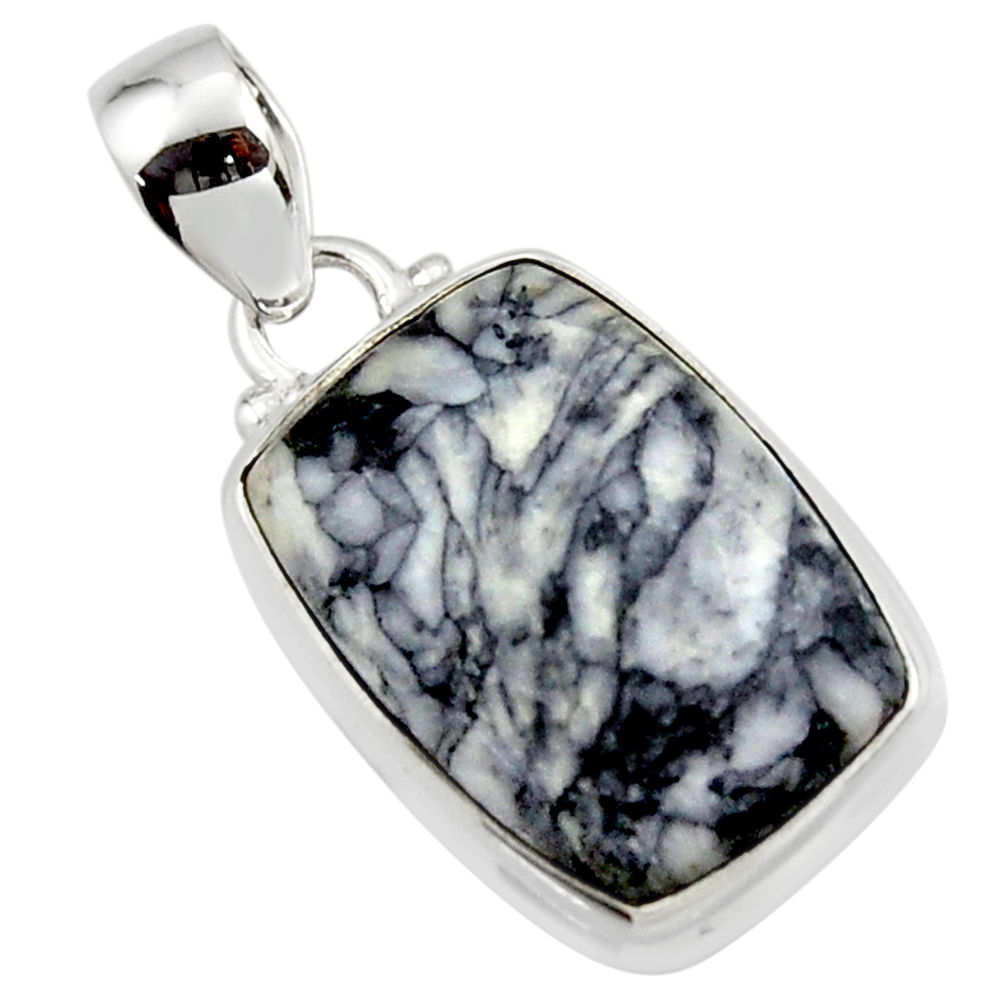 14.45cts natural black pinolith 925 sterling silver pendant jewelry r46470