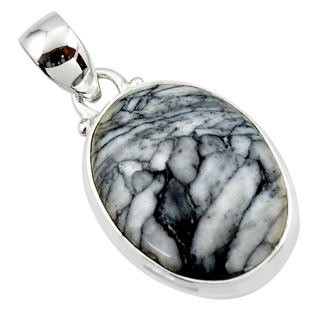 14.10cts natural black pinolith 925 sterling silver pendant jewelry r46472