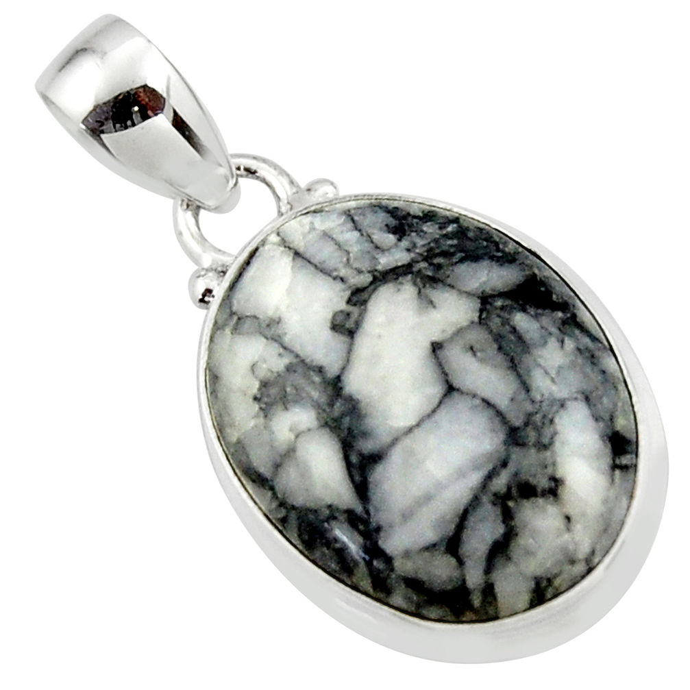 13.65cts natural black pinolith 925 sterling silver pendant jewelry r46473