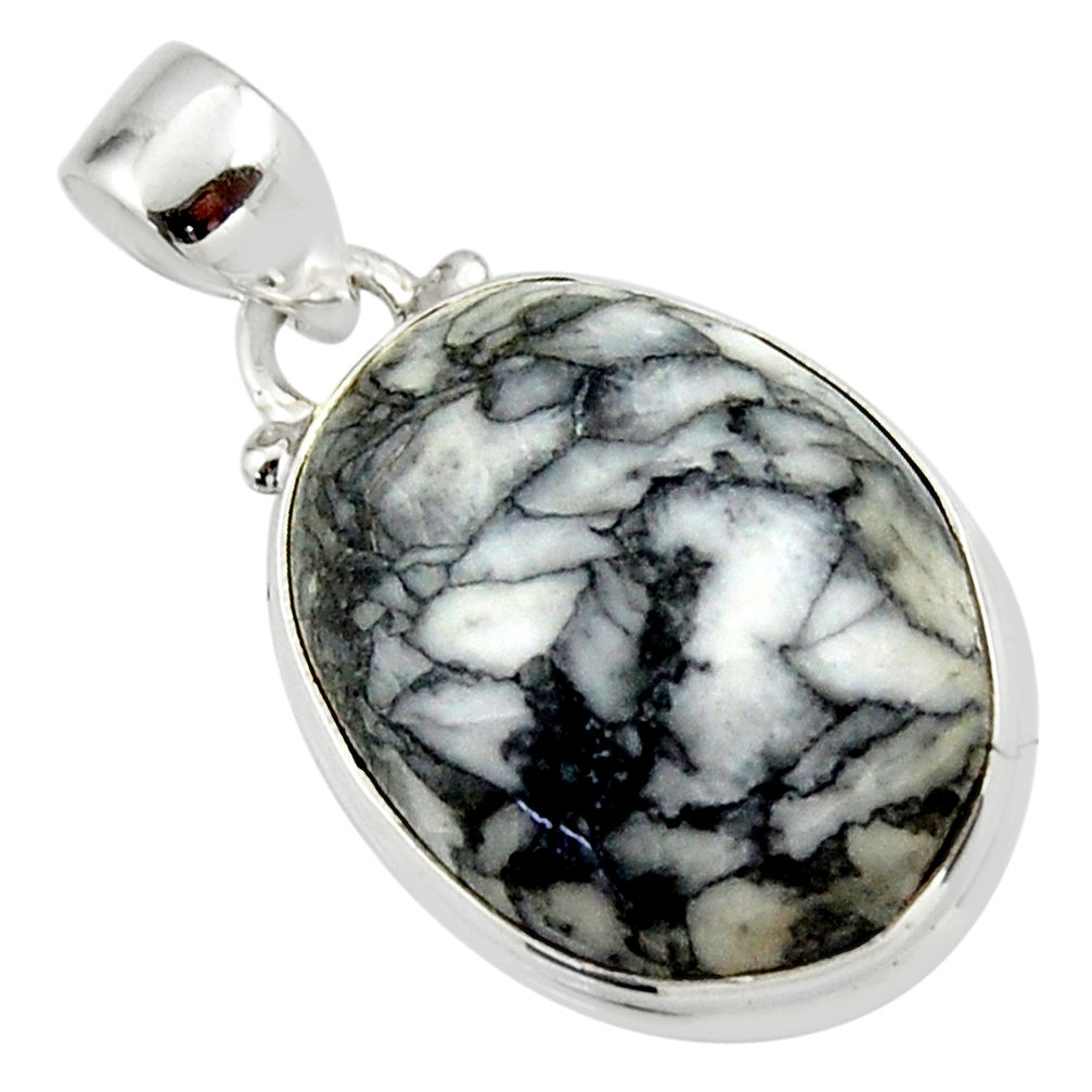 16.32cts natural black pinolith 925 sterling silver pendant jewelry r46475