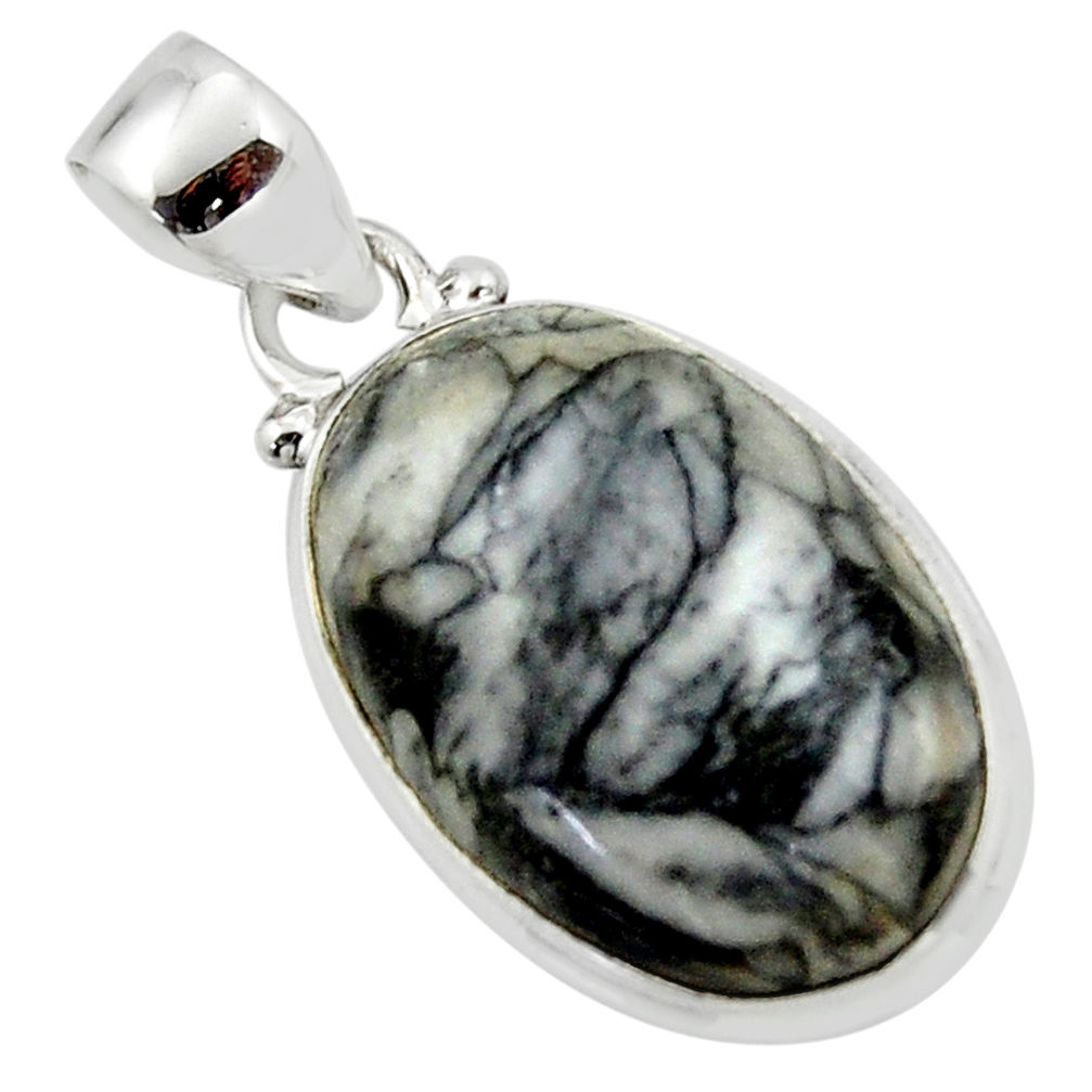 13.83cts natural black pinolith 925 sterling silver pendant jewelry r46476