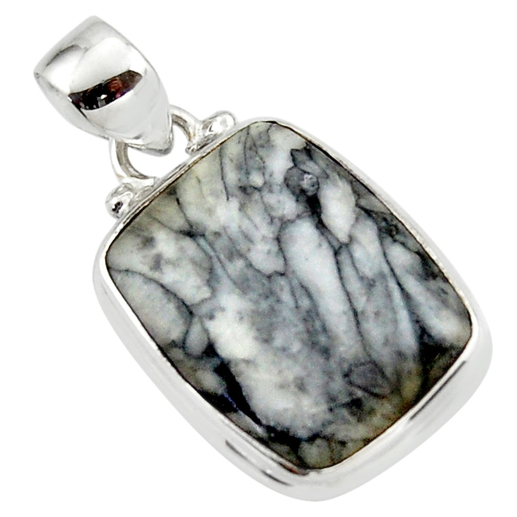 13.10cts natural black pinolith 925 sterling silver pendant jewelry r46477