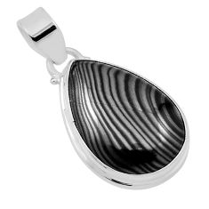 16.18cts natural black psilomelane (crown of silver) 925 silver pendant n31199