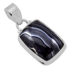 13.51cts natural black psilomelane (crown of silver) 925 silver pendant n35066