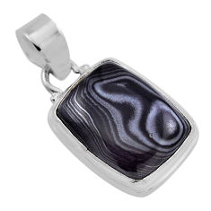 14.09cts natural black psilomelane (crown of silver) 925 silver pendant n35073