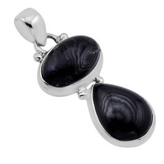 10.39cts natural black psilomelane (crown of silver) 925 silver pendant n51498