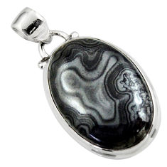 Clearance Sale- 14.90cts natural black psilomelane (crown of silver) 925 silver pendant r46368