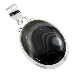 Clearance Sale- 14.68cts natural black psilomelane (crown of silver) 925 silver pendant r46378