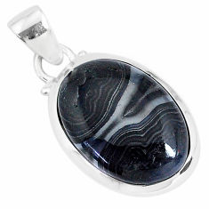 Clearance Sale- 10.65cts natural black psilomelane (crown of silver) 925 silver pendant r94494