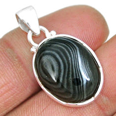 11.11cts natural black psilomelane (crown of silver) 925 silver pendant y9492