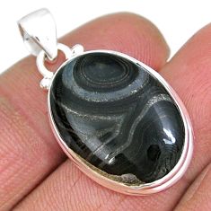14.09cts natural black psilomelane (crown of silver) 925 silver pendant y9494