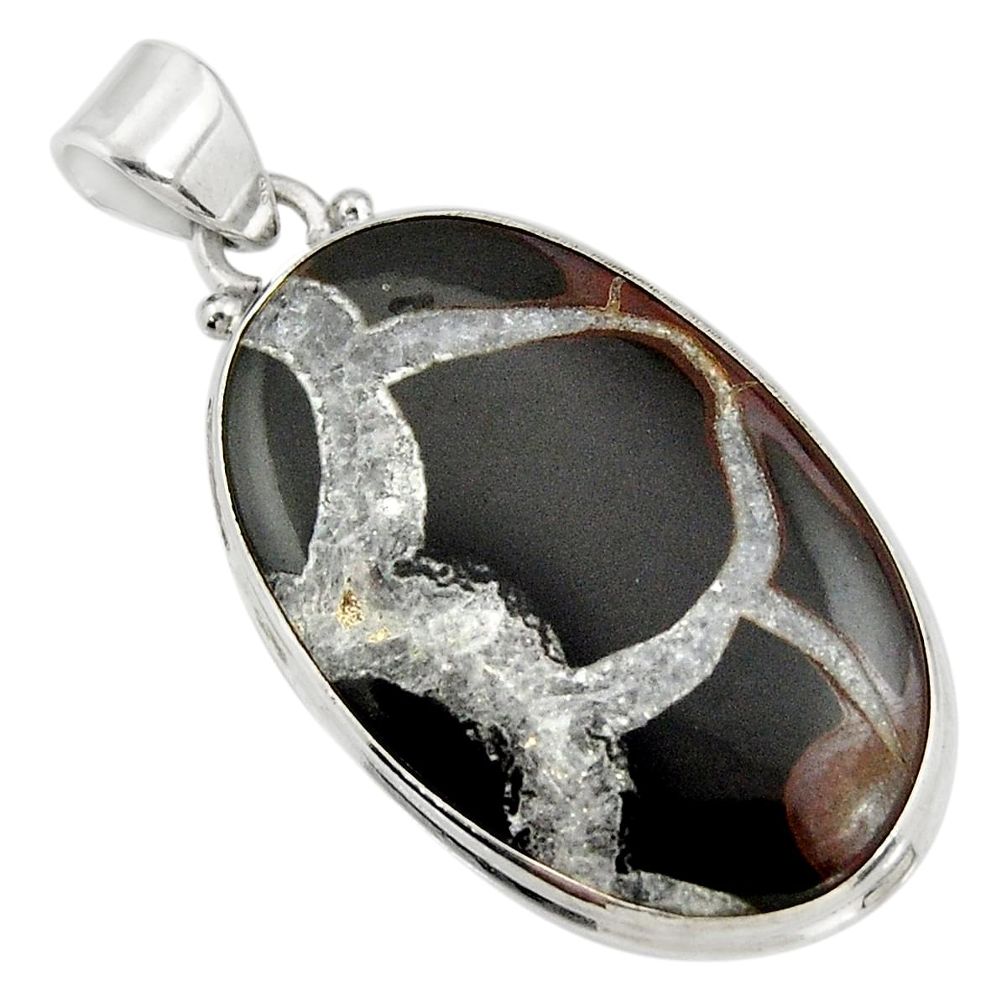  black septarian gonads 925 sterling silver pendant d41462